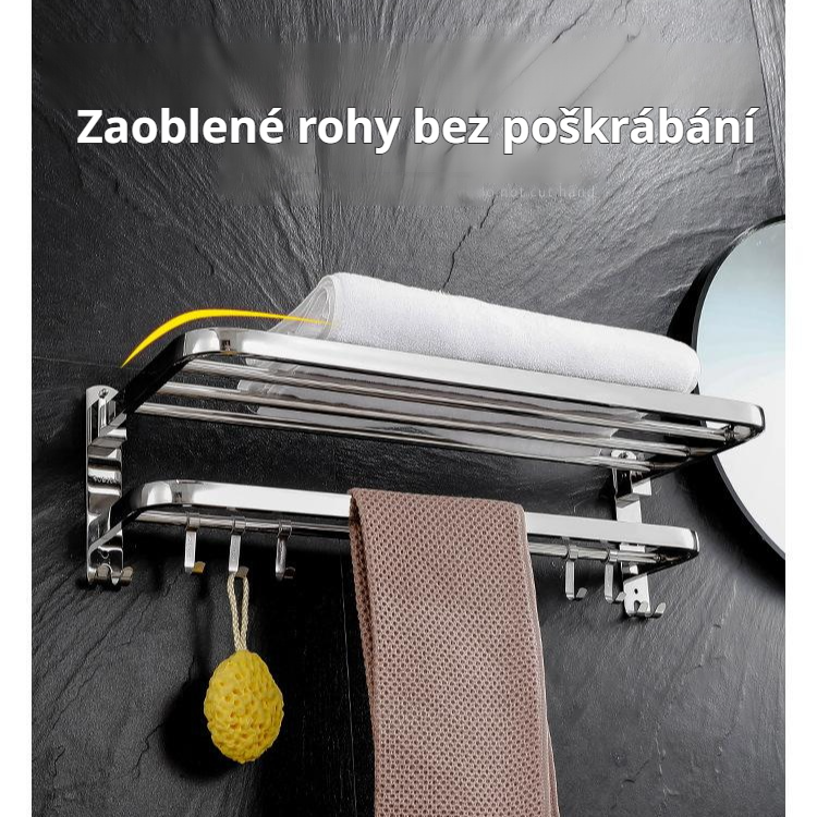 . Vícevrstvý nerezový držák na ručníky do koupelny bez vrtání