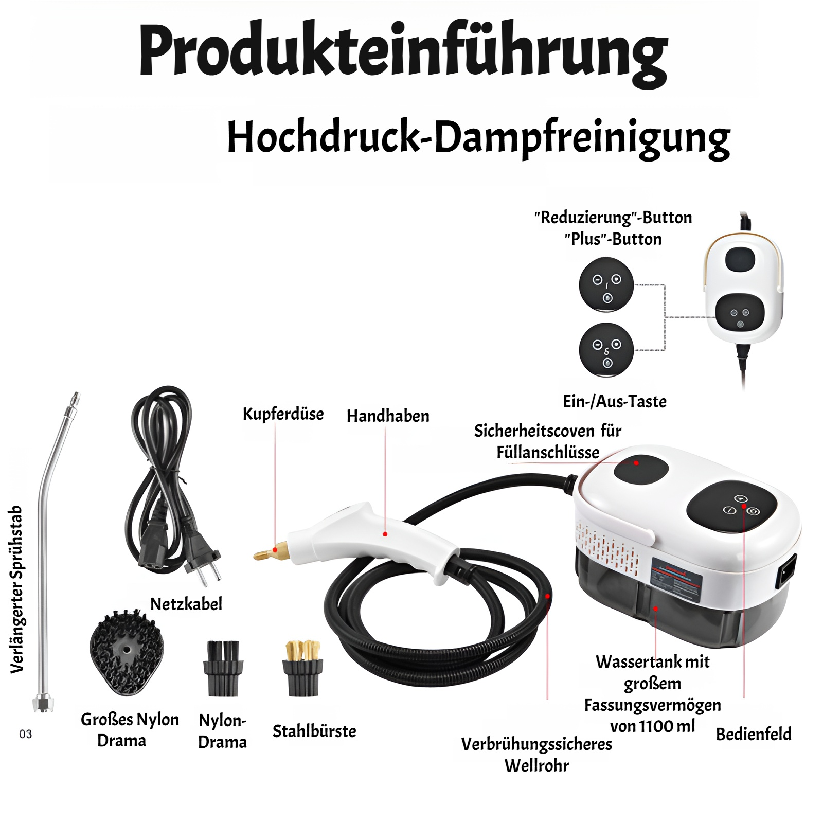 Hochtemperatur- und Hochdruck-Küchendampfreinigungsmaschine Reinigungsmaschine Küchenklimaanlage Dun