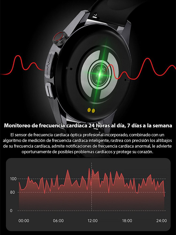 Reloj Watch4 Pro con correa de acero y medidor de glucosa