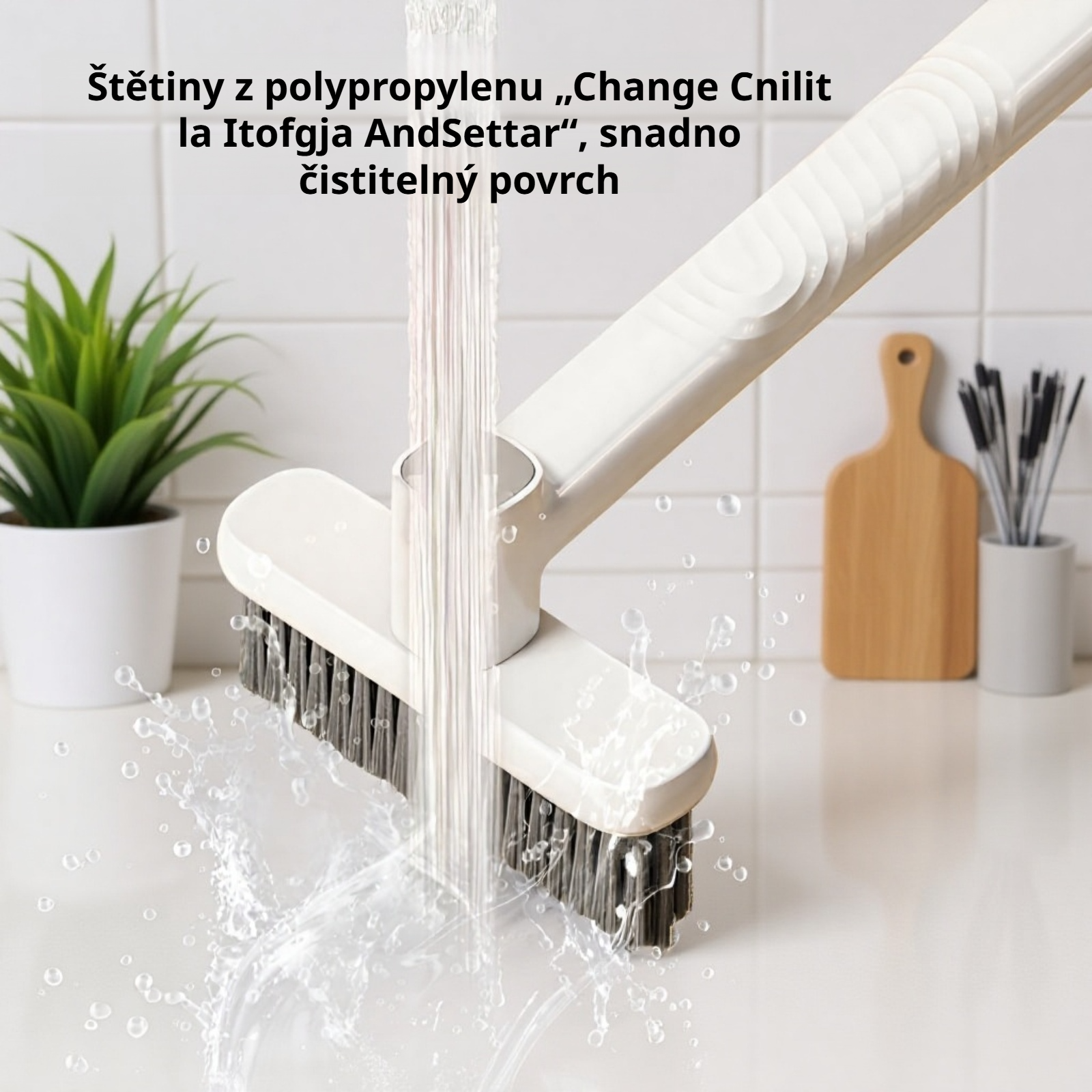 Kartáč na dlaždice v akci při čištění