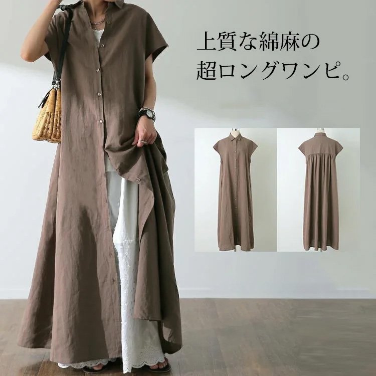 여름 풀오버 반팔면과 린넨 여성의 느슨한 옷깃 패션 캐주얼 셔츠 드레스