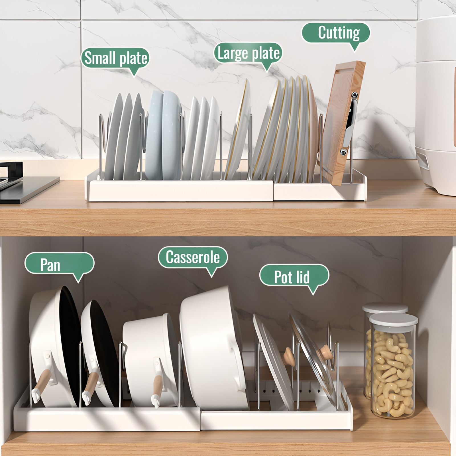 Expandable Kitchen Cookware Organizer Rack