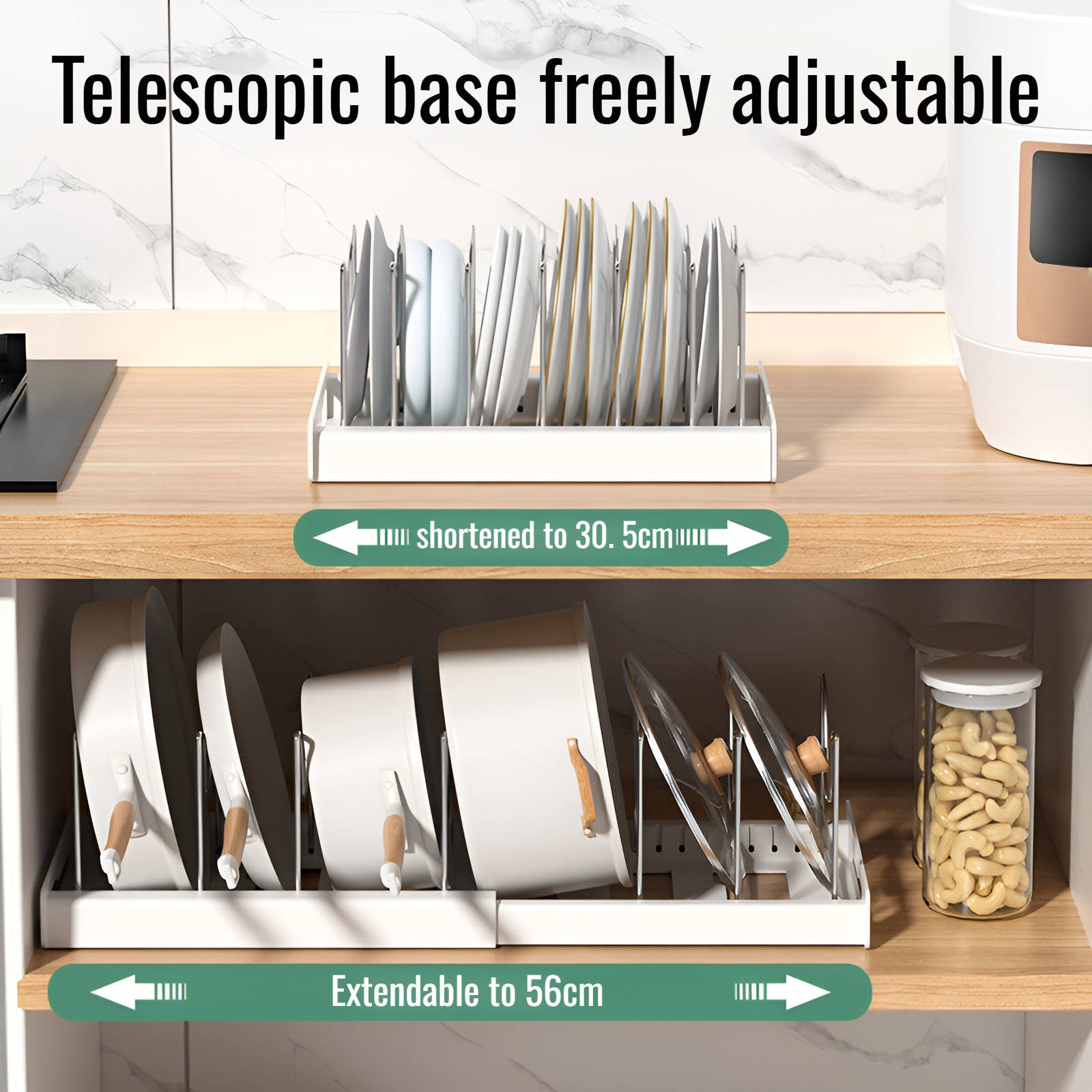 Expandable Kitchen Cookware Organizer Rack