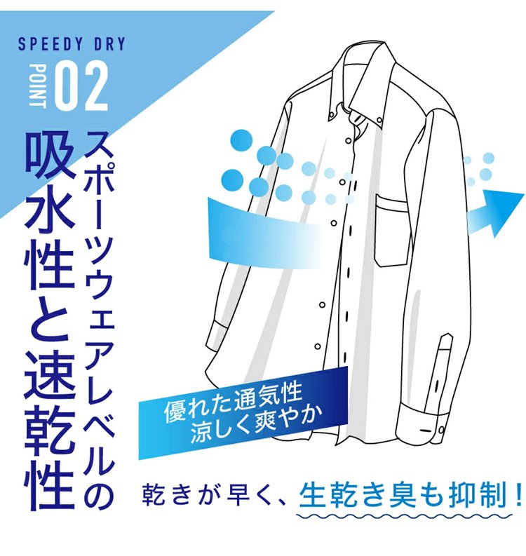 通気性抜群のワイシャツ背面デザイン
