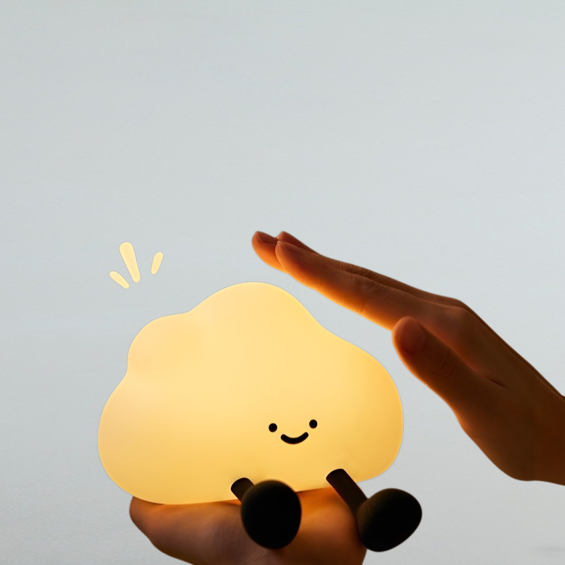 아기 전용 무드등 침대 머리맡 램프 실리콘 장식 박자등 충전 스탠드 구름 무드등