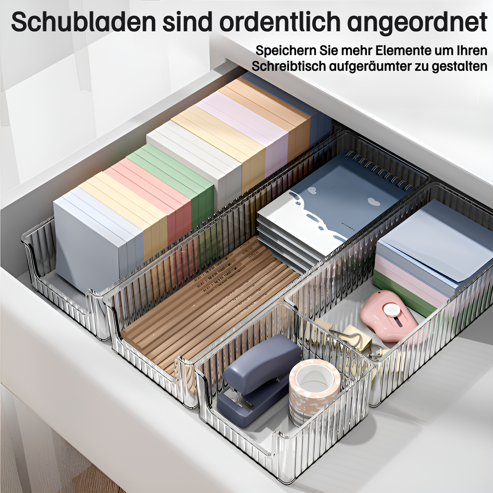 Desktop-Aufbewahrungsbox transparente Schubladen-Aufbewahrungsbox für Schreibwaren Desktop-Notizen-A