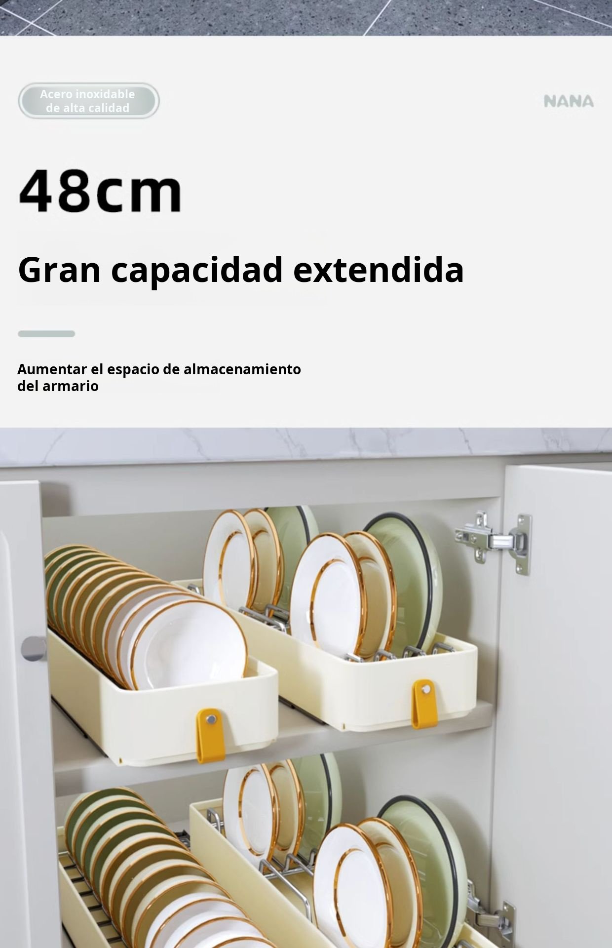 Armario de cocina multifuncional con cesta extraíble