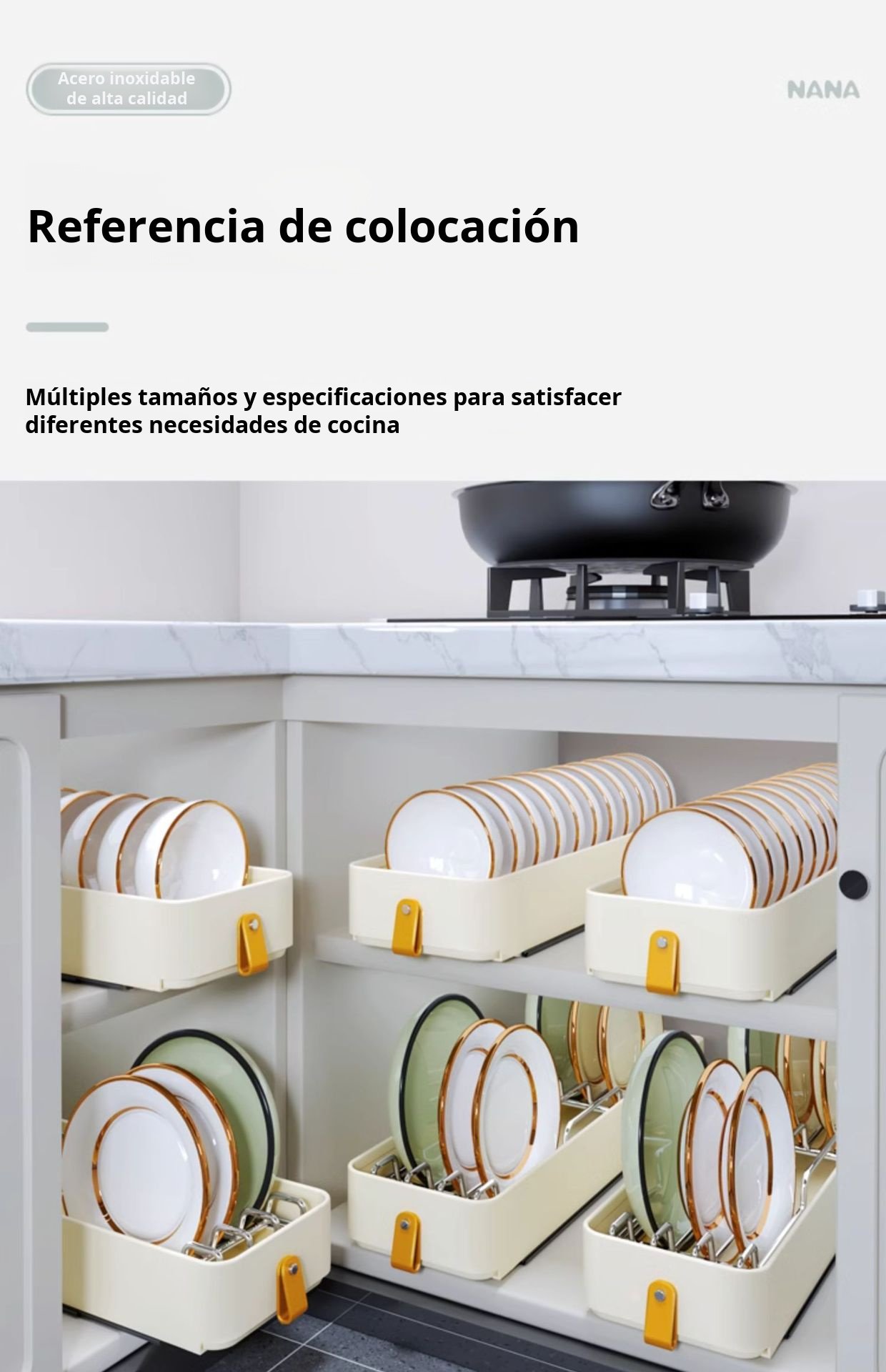 Cesta extraíble para organización de cocina