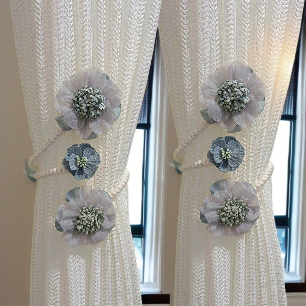 새로운 가지 꽃 커튼 끈