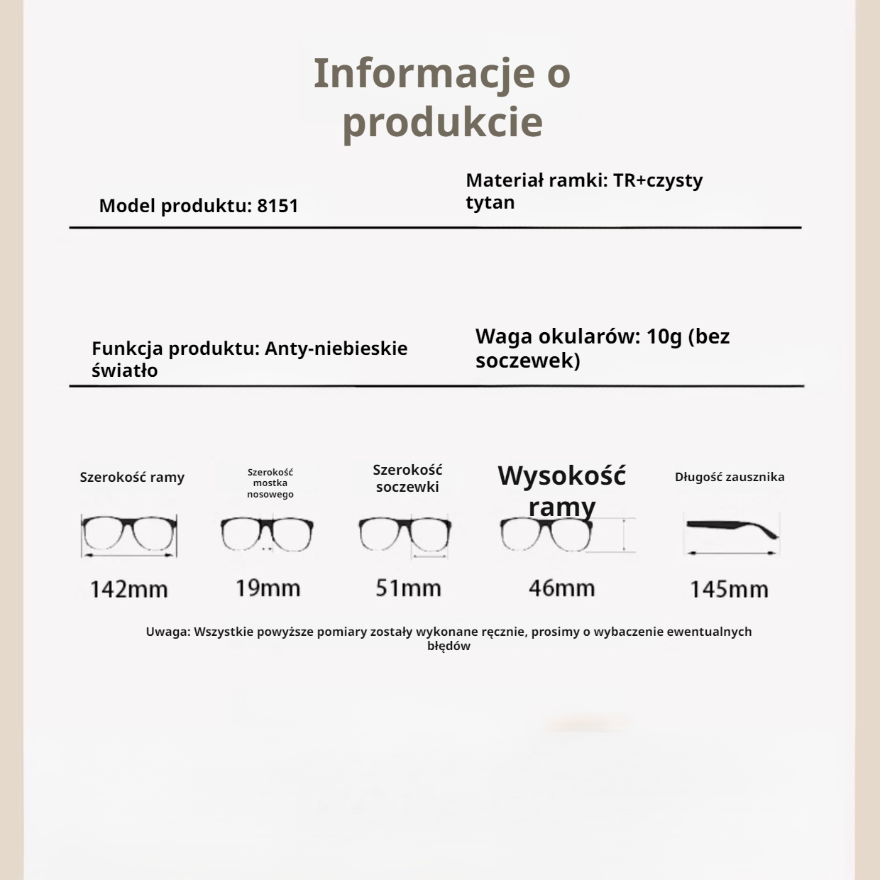 Okulary Danyang z czystego tytanu, blokujące niebieskie światło, zwykłe okulary damskie, modne okula