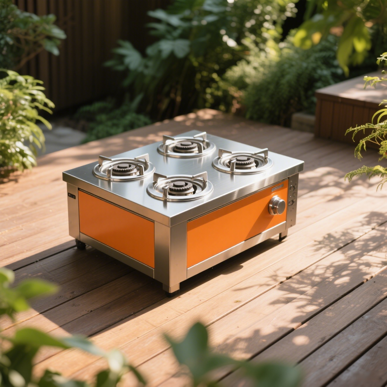 防風設計のキャンプ用ストーブ使用シーン