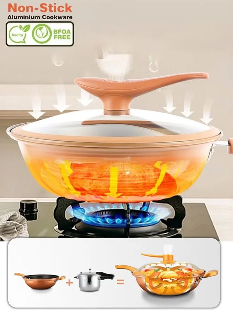 مقلاة صحية ومانعة للالتصاق من السيراميك والتيتانيوم بضغط خفيف