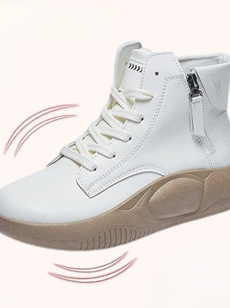  지퍼 통굽 여성 부츠  