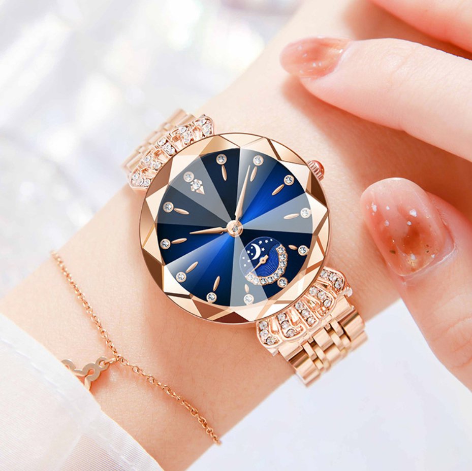 Diamantbesetzte Damenuhr Star and Moon