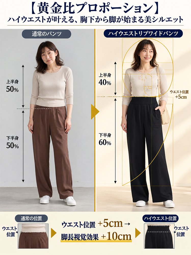 【美シルエット】ハイウエストカジュアルリブパンツ