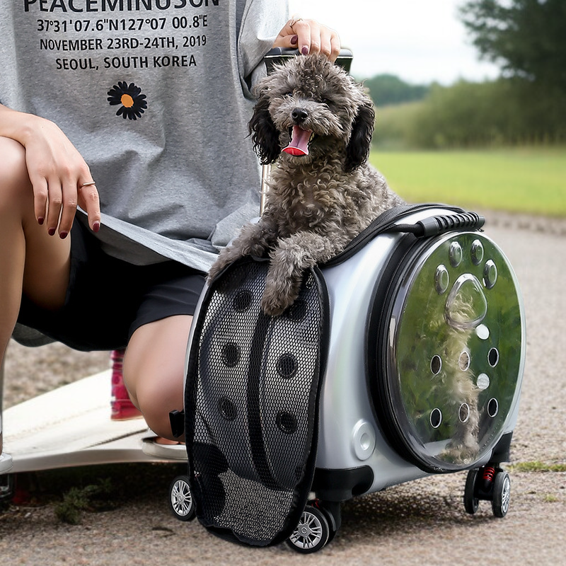 多目的透明ペットトロリーケース ショルダーポータブル小型スペースカプセル大容量お出かけバッグ ペット犬猫バッグ2透明ケース