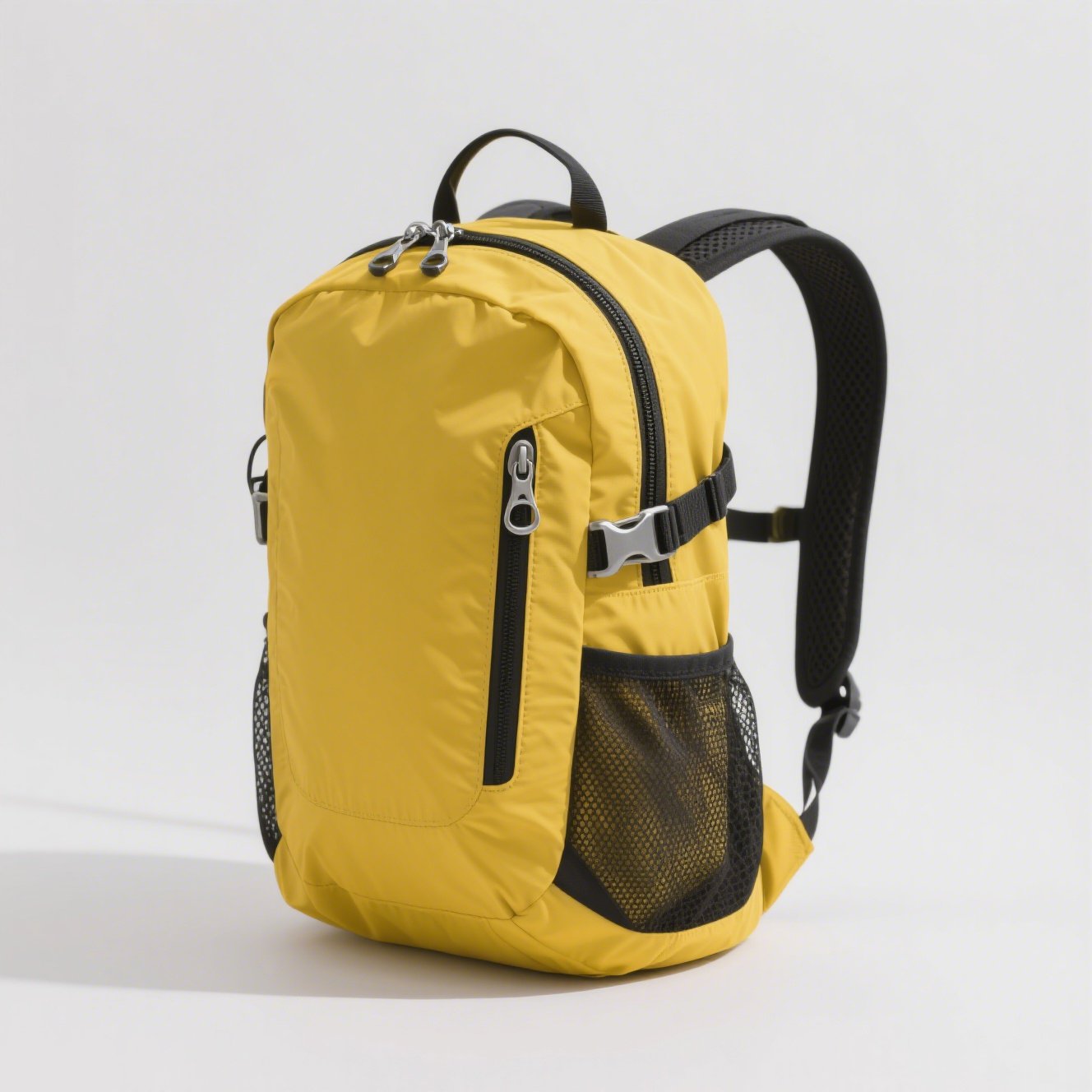 Žlutý stylový batoh na turistiku – detailní pohled
