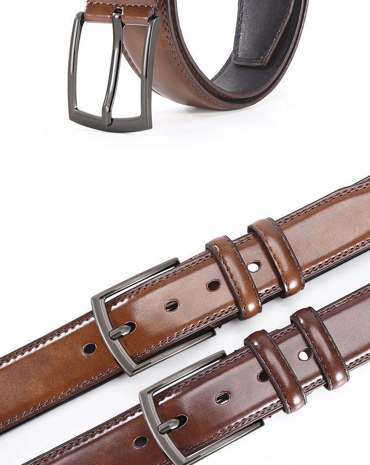 上品な光沢感のあるブラック牛革ベルト