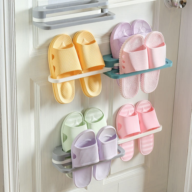 可折疊免打孔拖鞋架