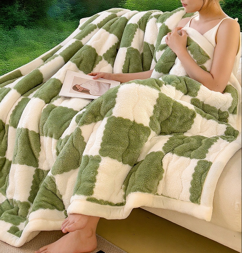 Thick plush blanket perfect for winter comfort
