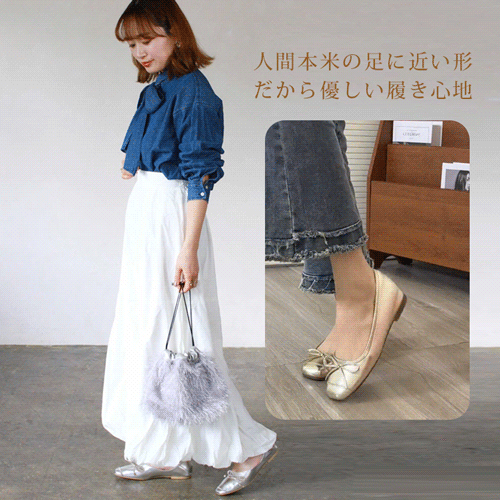 リボン付きスクエアトゥインヒールパンプス