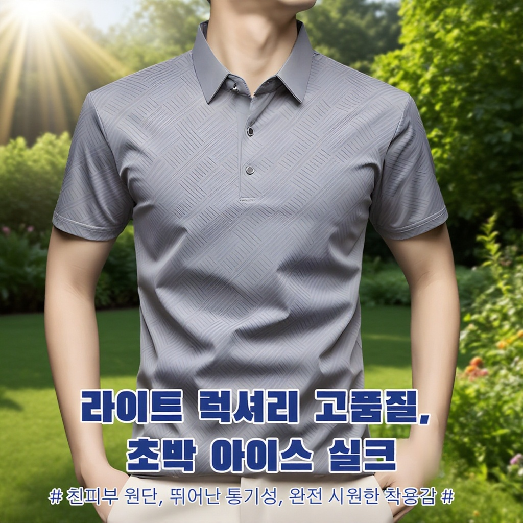 중장년 시원한 스킨 터틀넥 반팔