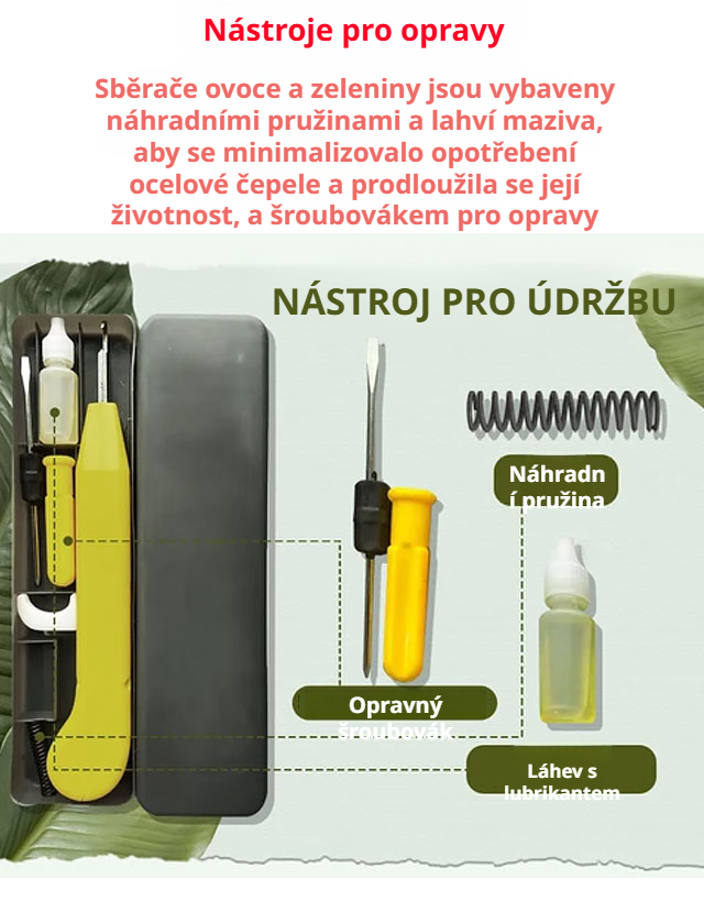 Sběr ovoce bez poškození stromů pomocí speciálního nástroje