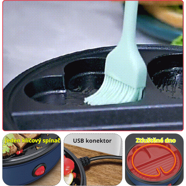 Mini přenosný multifunkční stroj na smažení vajec pro domácnost