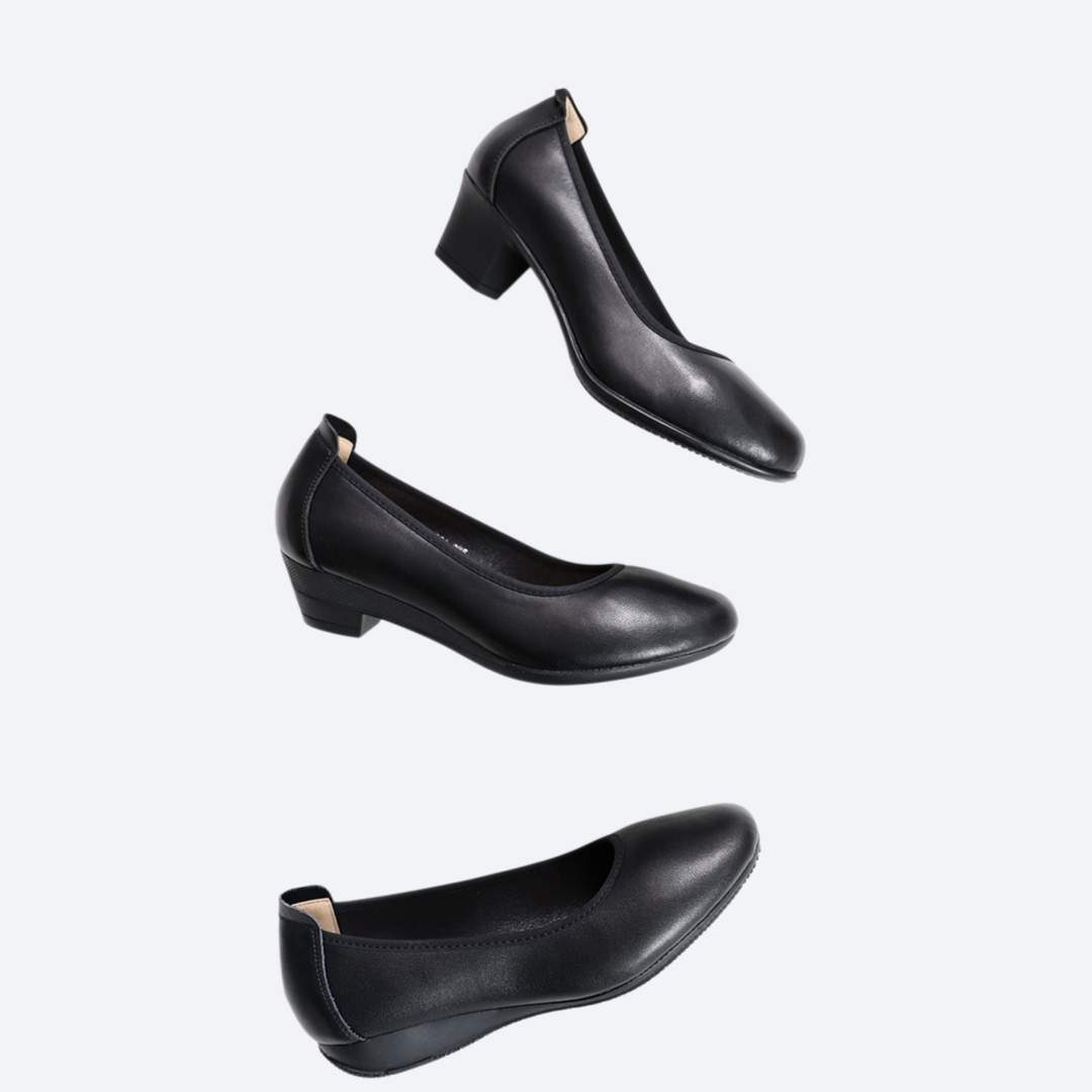 السيدات أحذية جلدية عالية الكعب