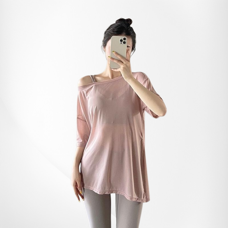  Damen Yoga Bluse Kurzarm und Baggy Sporthose Set