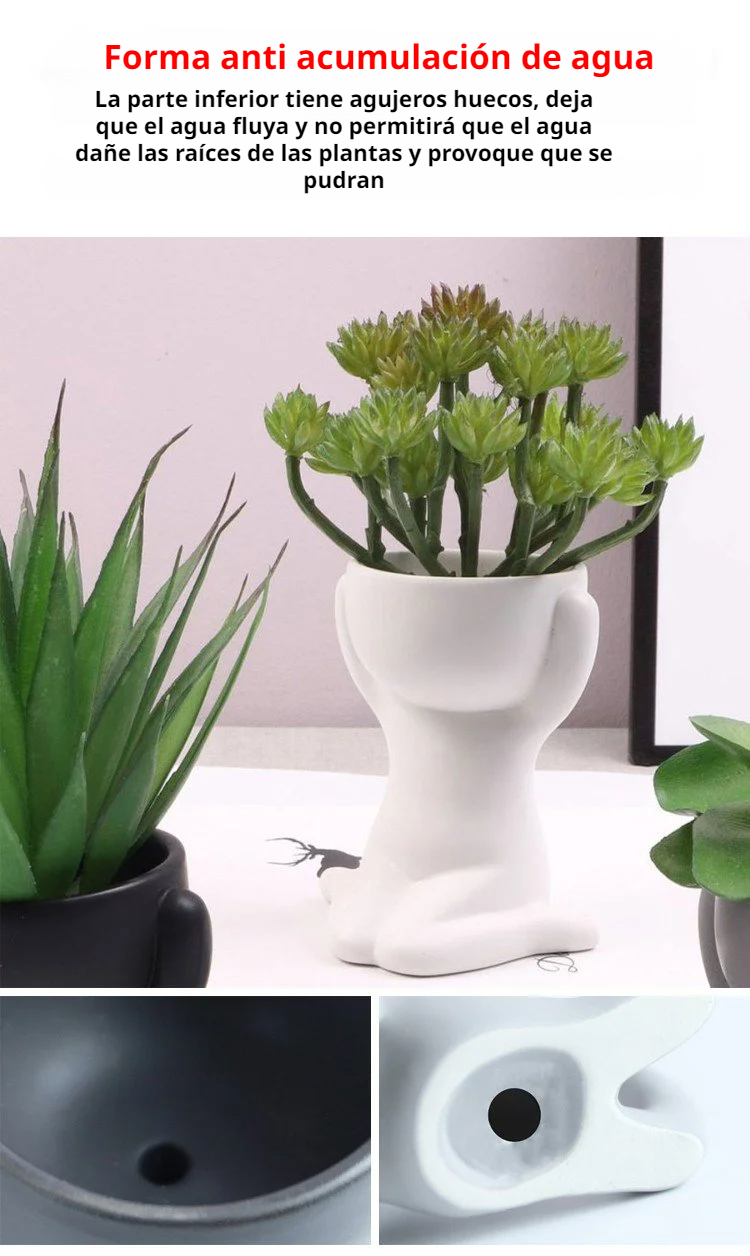 Decoración moderna con maceta de cerámica humana