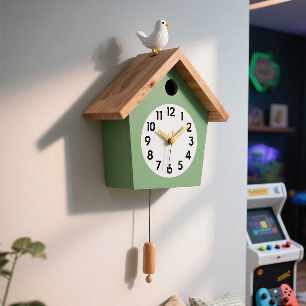 静音設計のレトロ壁掛け時計