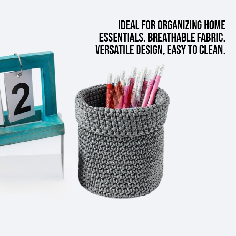 Cotton thread hand woven fabric storage basket