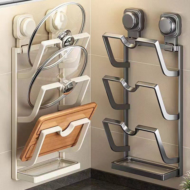 穴を開けずに取り付ける吸盤式鍋蓋ホルダー