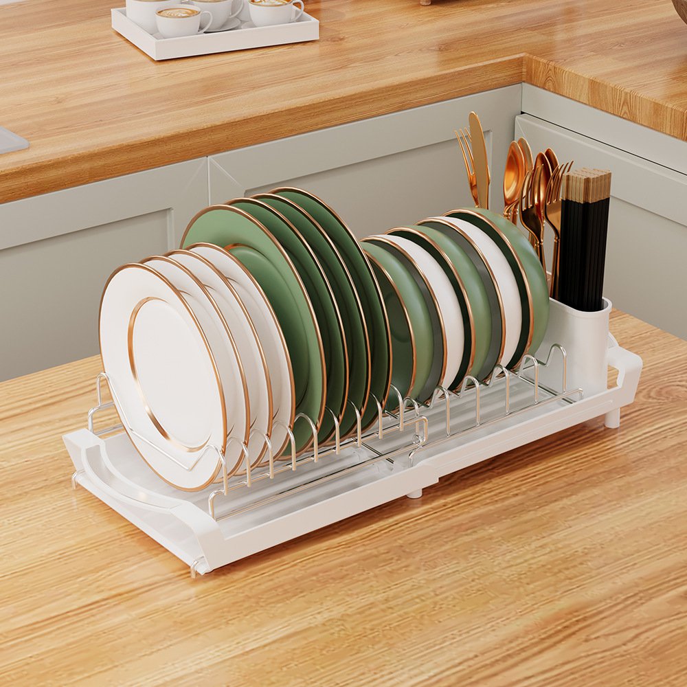 引き出し式水切り付き多機能食器ラック