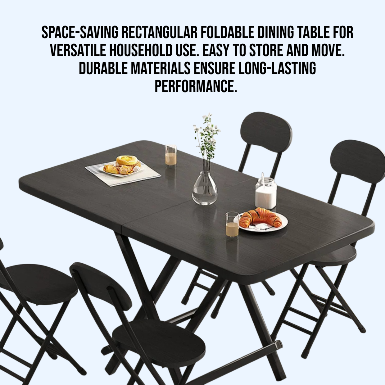 Household rectangular foldable dining table