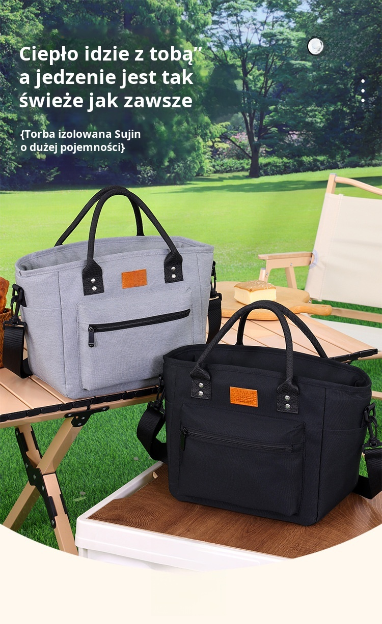 Duża torba na lunch z wieloma kieszeniami dla pracowników biurowych