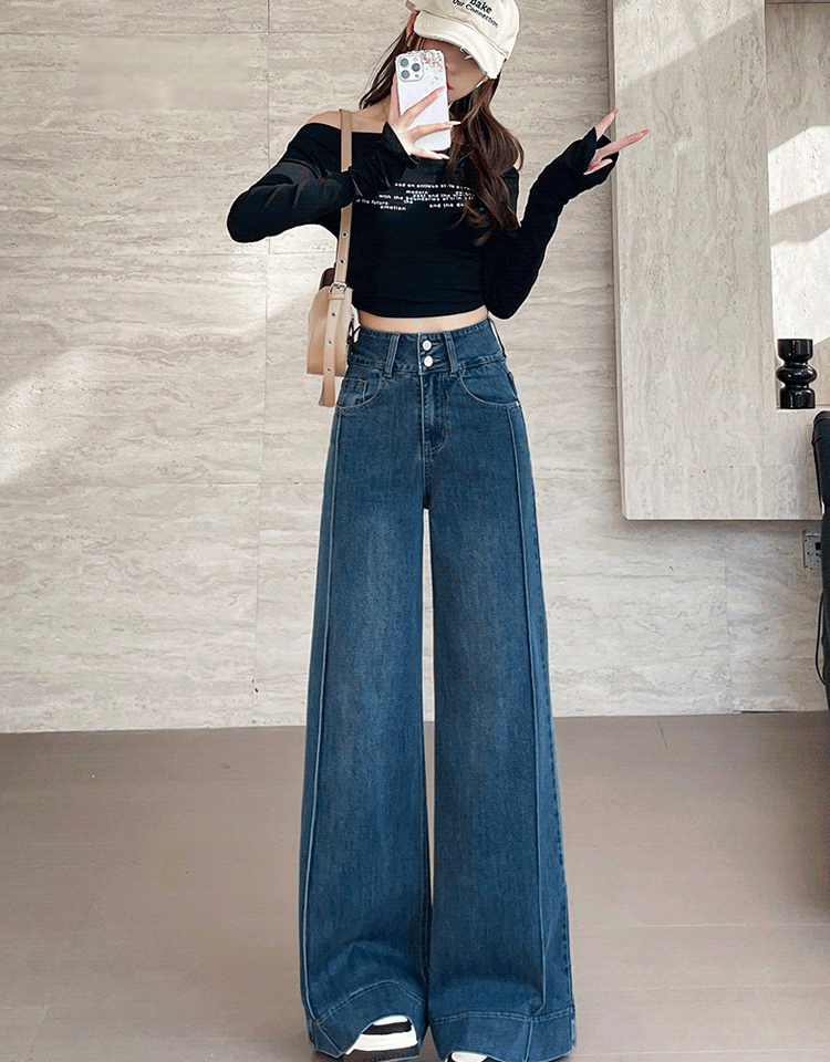 [키 커 보이고 날씬해 보이며 다리 길어 보임] 여성용 루즈핏 와이드 부츠컷 청바지