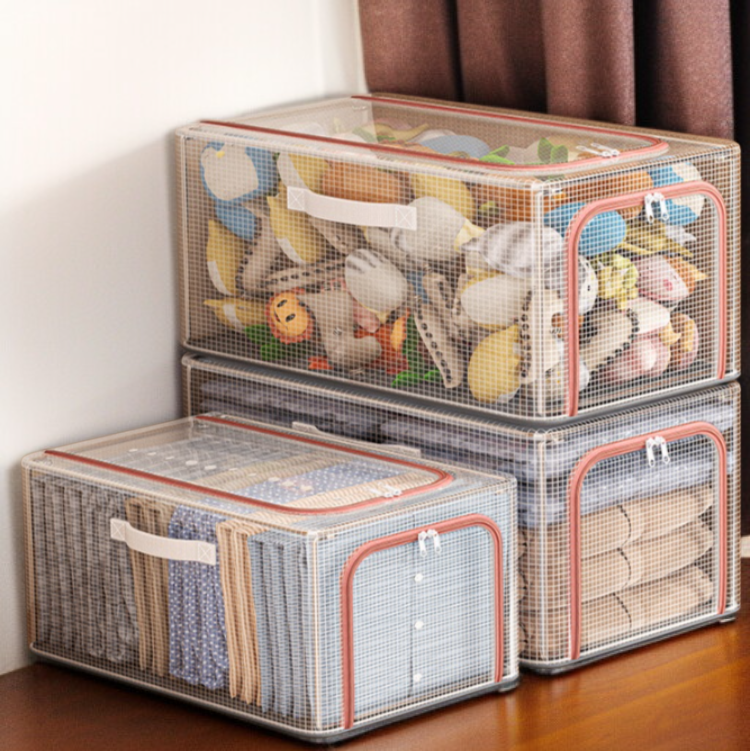 Solución de organización para ropa en caja transparente