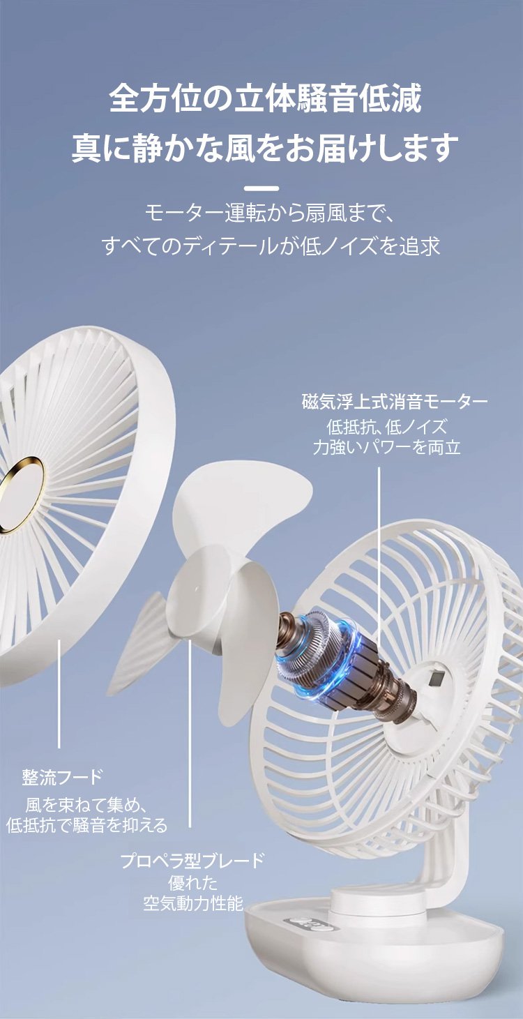 首振り機能付きの卓上扇風機
