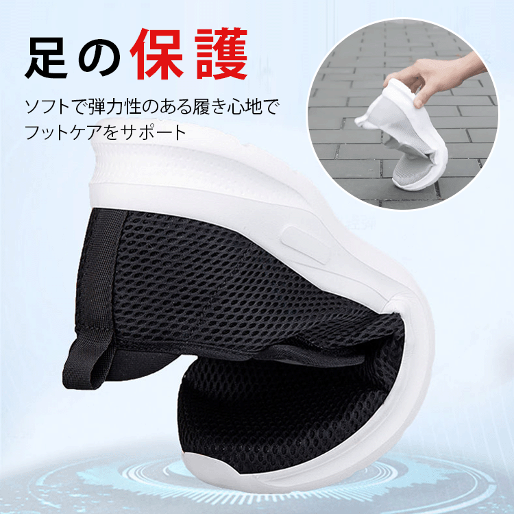 メッシュ製簡単着脱ベルクロ開閉ウォーキングシューズ