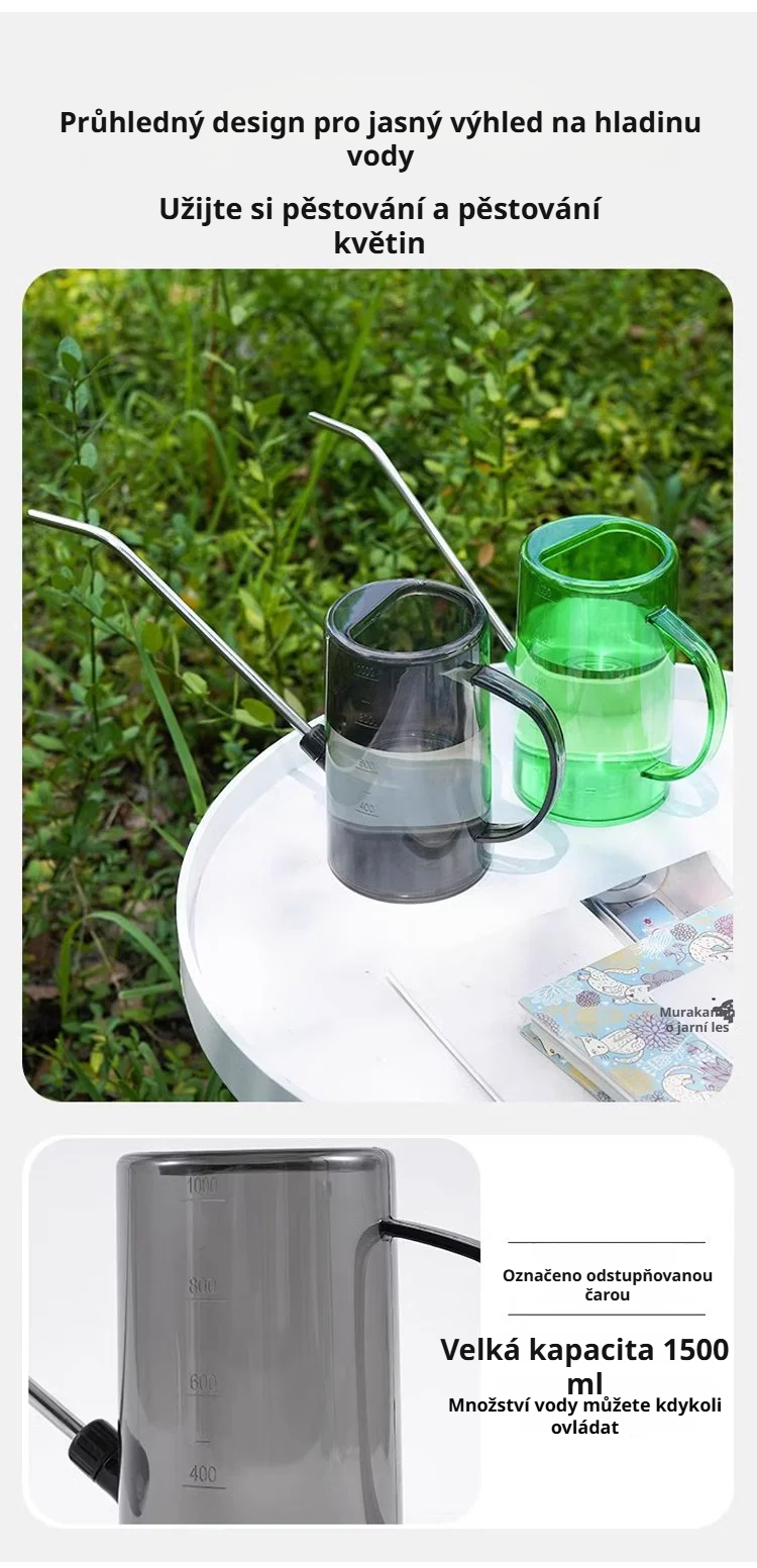 Přesné zalévání květin díky dlouhému hrdlu konvičky