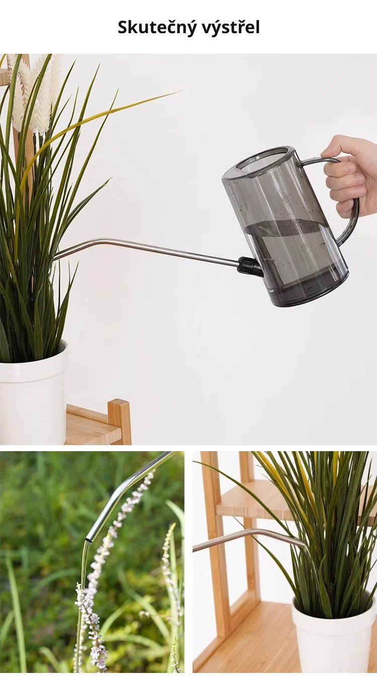 Stylová konvička na zalévání květin jako dekorace v domácnosti