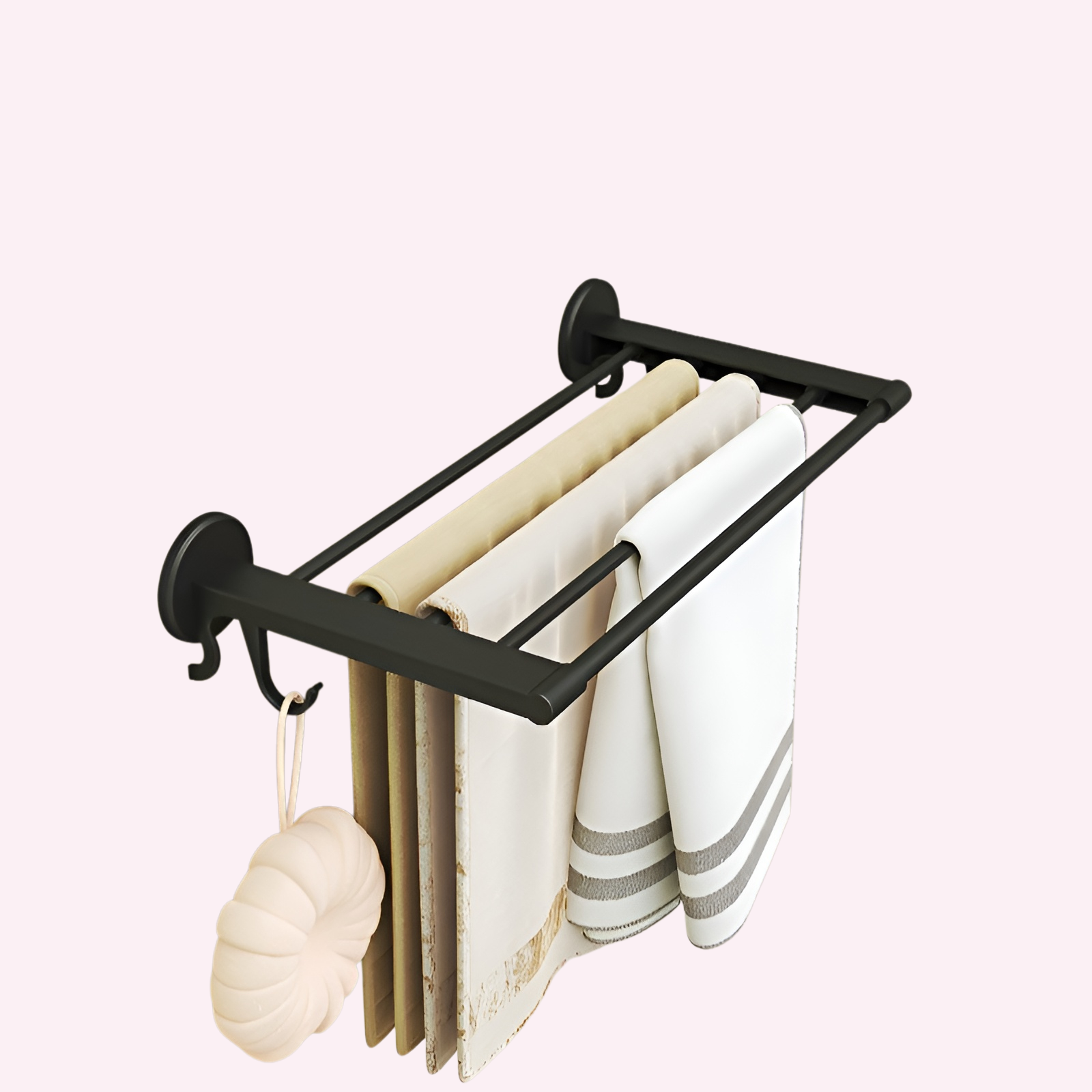 多機能折りたたみタオルラック壁掛けパンチフリーバスルーム収納ラックトイレ乾燥フックタオルロッド