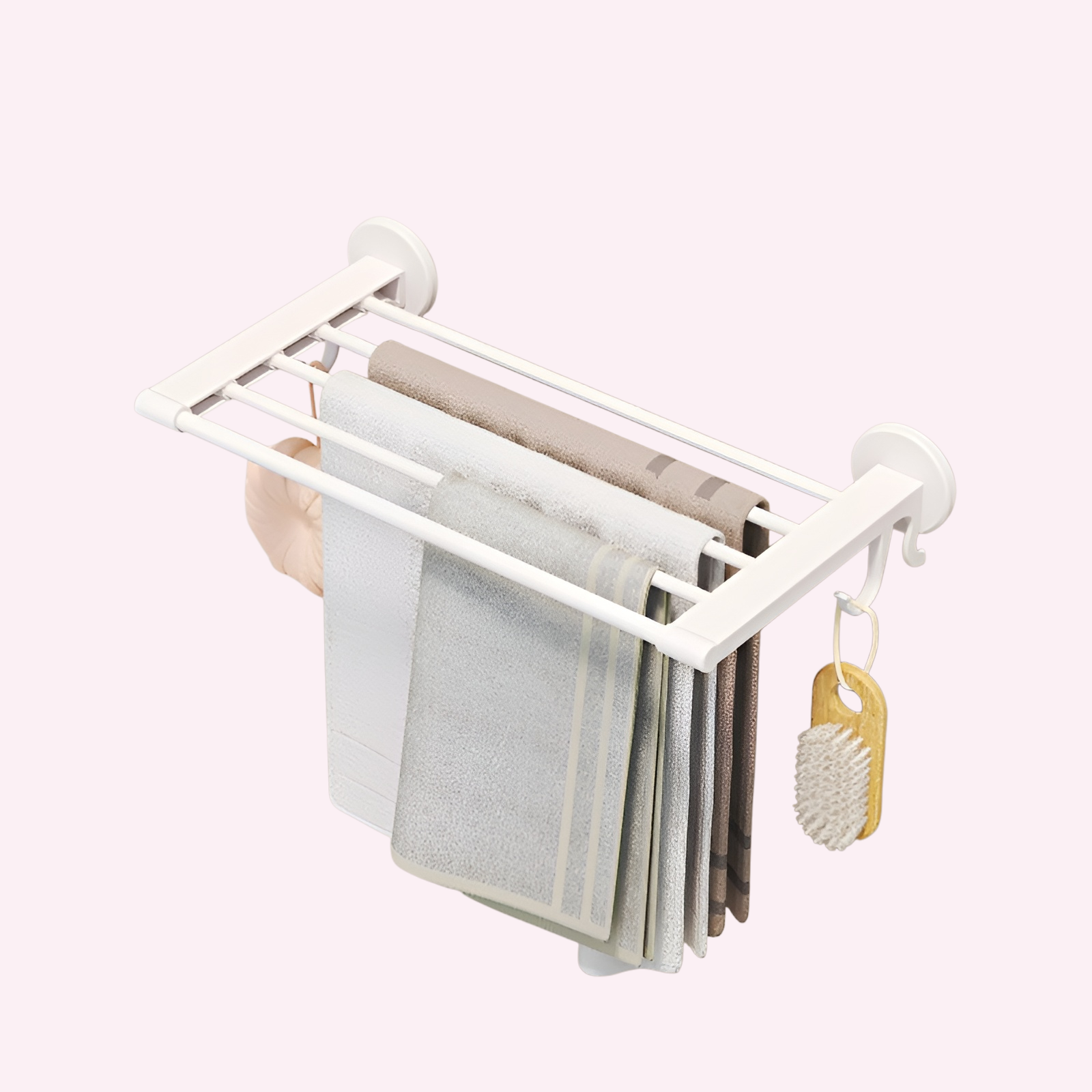 多機能折りたたみタオルラック壁掛けパンチフリーバスルーム収納ラックトイレ乾燥フックタオルロッド