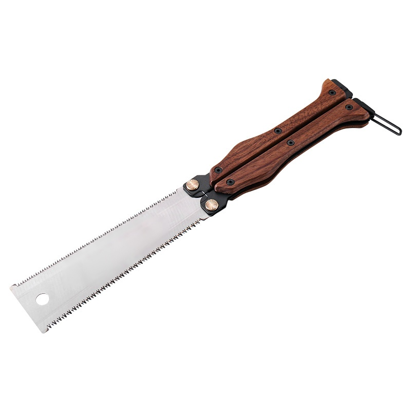 Household small wooden handle double-sided folding saw hand saw