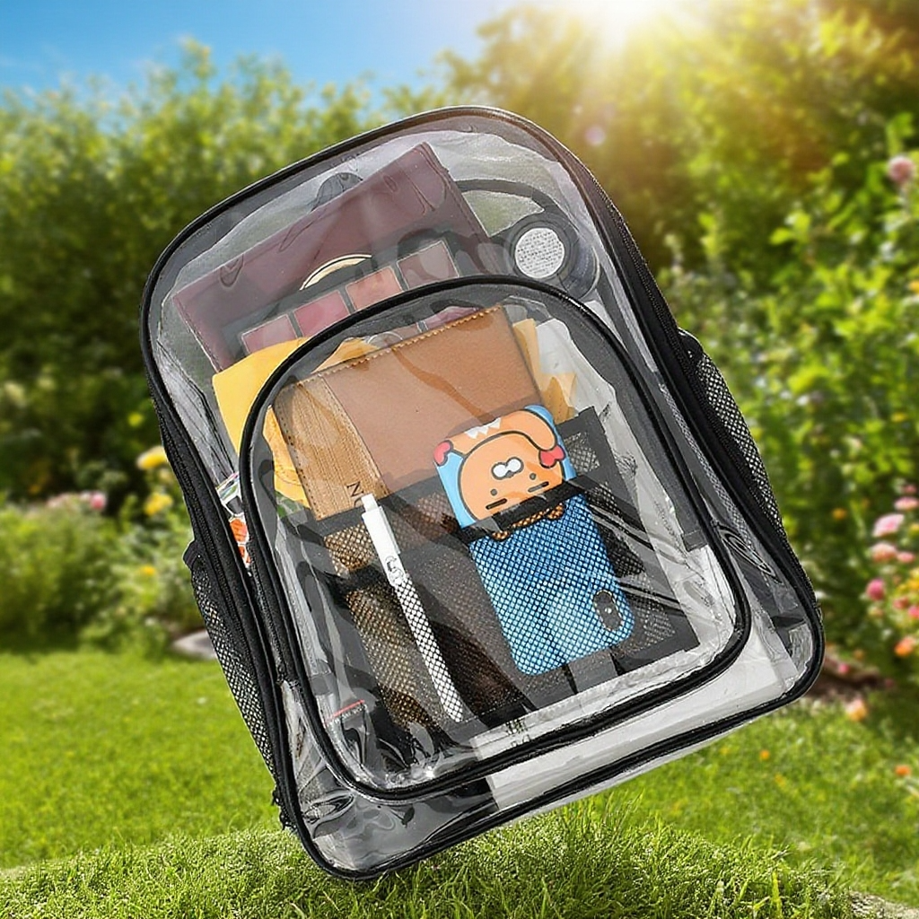  Velkokapacitní průhledný vodotěsný batoh z ekologického PVC