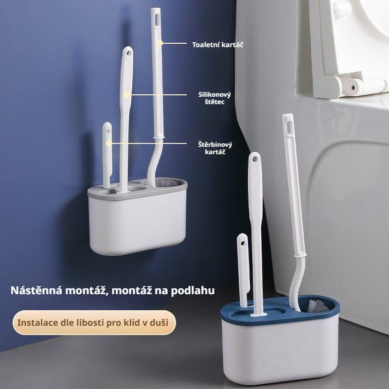 Nástěnný domácí kartáč na toaletu, kartáč na WC