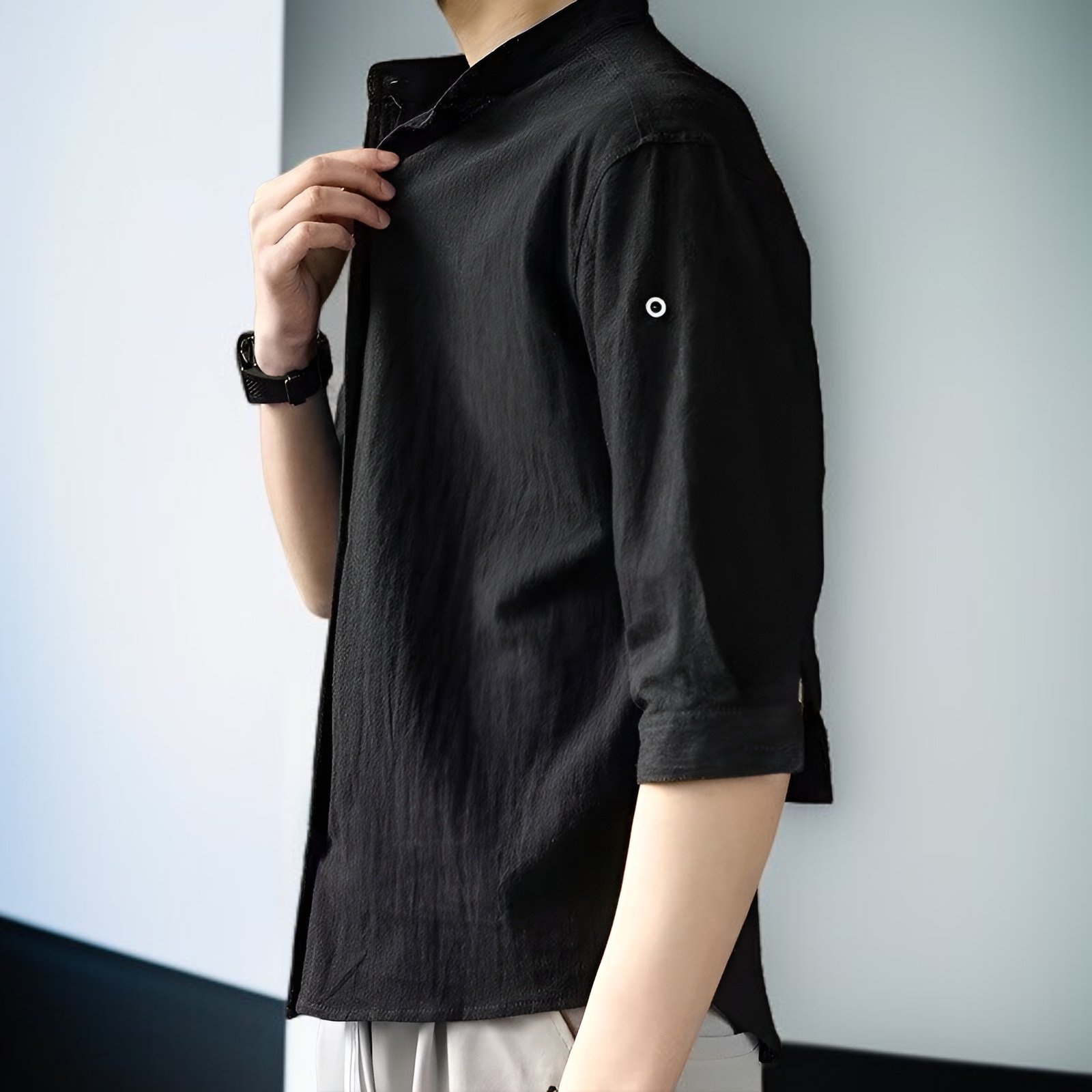 日本のシャツ レトロ 無地 リネンシャツ シンプルシャツ メンズ 万能 ゆったりシャツ カジュアル アメリカンシャツ 春新作シャツ