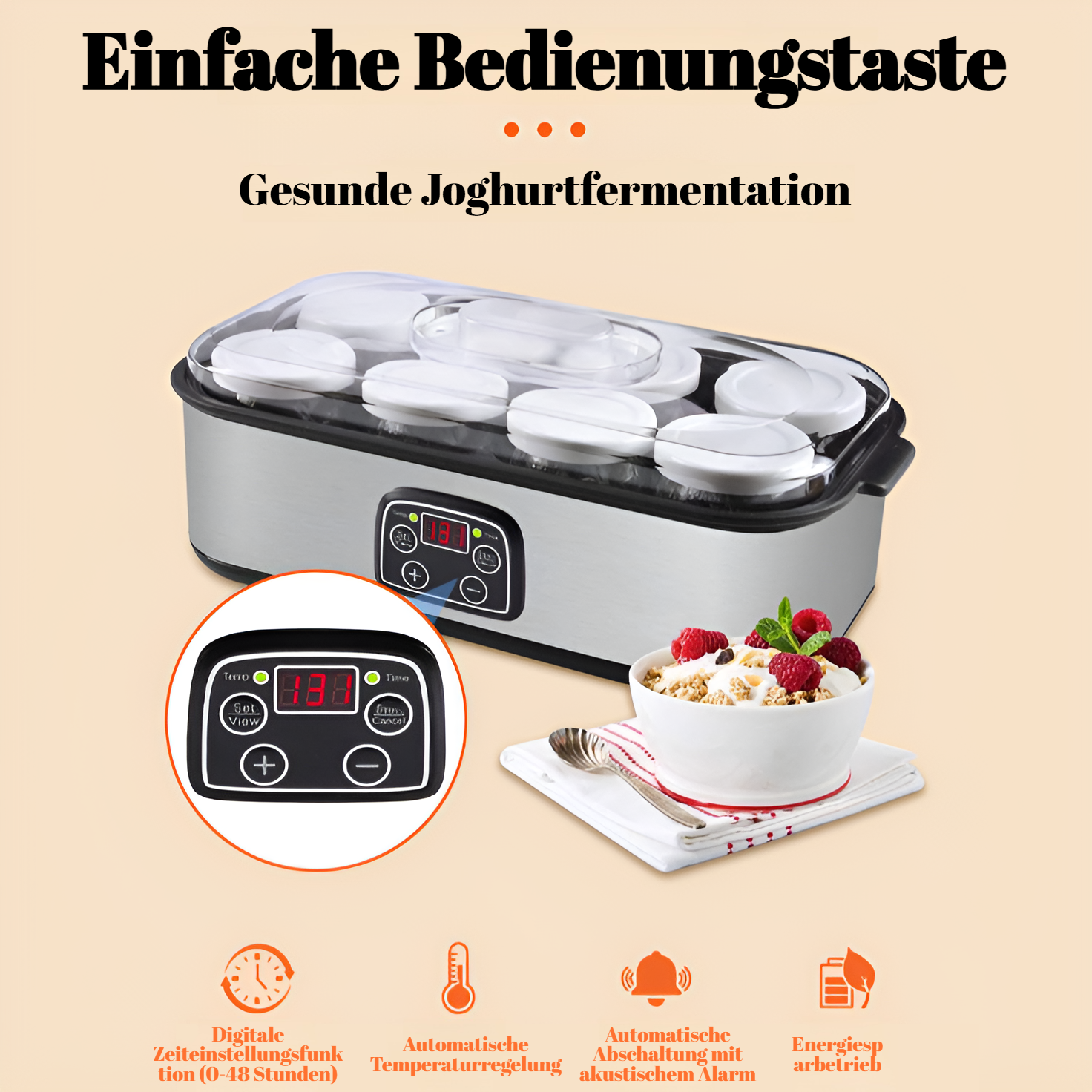 Joghurtmaschine Milchshake Marmelade Eis Joghurt Pudding 8 Punkte Tasse 1400 ml